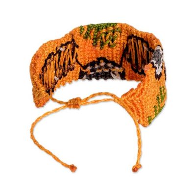 Alternate image for Tropical-Themed Handwoven Orange Macrame Wristband Bracelet Orange Tropic