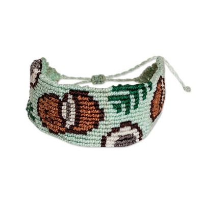 Alternate image for Tropical-Themed Handwoven Mint Macrame Wristband Bracelet Mint Tropic