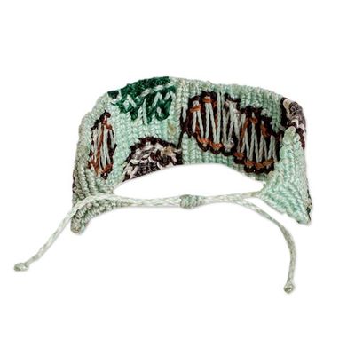 Alternate image for Tropical-Themed Handwoven Mint Macrame Wristband Bracelet Mint Tropic