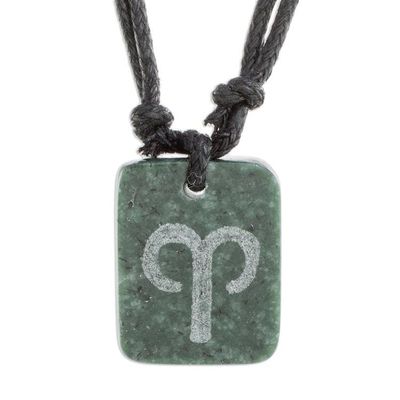 Alternate image for Natural Jade Aries Pendant Necklace from Guatemala Verdant Aries