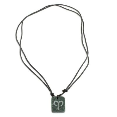 Alternate image for Natural Jade Aries Pendant Necklace from Guatemala Verdant Aries