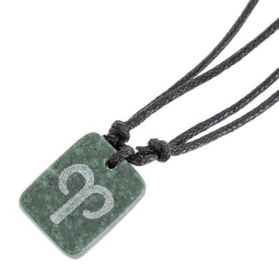 Alternate image for Natural Jade Aries Pendant Necklace from Guatemala Verdant Aries