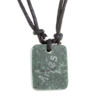 Alternate image for Natural Jade Aries Pendant Necklace from Guatemala Verdant Aries