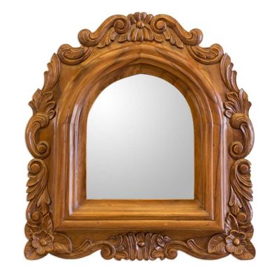 Alternate image for Guatemalan Colonial Style Carved Wood Wall Mirror Beatriz