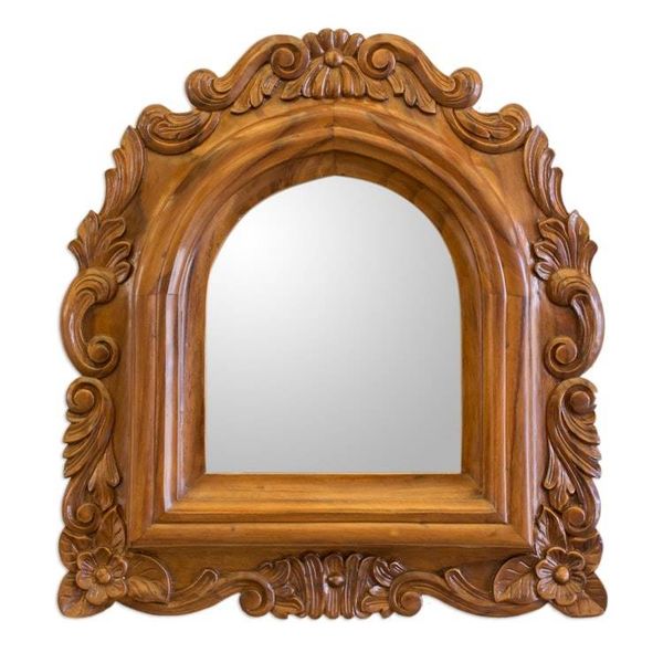 Alternate image for Guatemalan Colonial Style Carved Wood Wall Mirror Beatriz