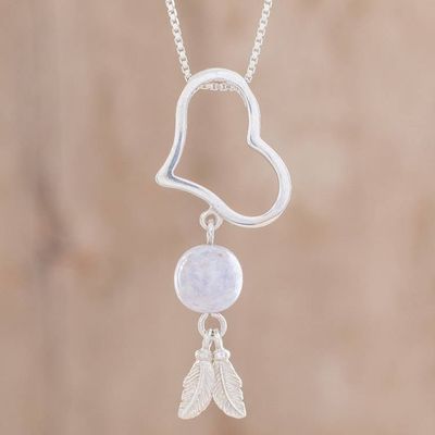 Alternate image for Lilac Jade Heart Pendant Necklace from Guatemala Lilac Love