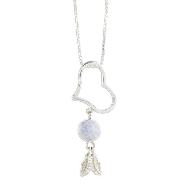 Alternate image for Lilac Jade Heart Pendant Necklace from Guatemala Lilac Love