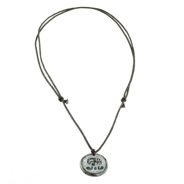 Alternate image for Jade Pendant Necklace of Mayan Figure Tzi from Guatemala Tzi Medallion