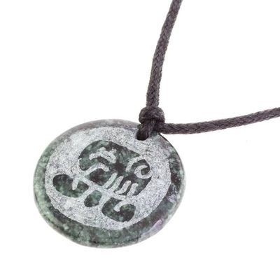 Alternate image for Jade Pendant Necklace of Mayan Figure Tzi from Guatemala Tzi Medallion