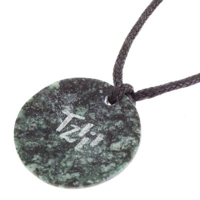 Alternate image for Jade Pendant Necklace of Mayan Figure Tzi from Guatemala Tzi Medallion