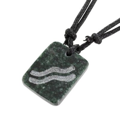 Alternate image for Jade Zodiac Aquarius Pendant Necklace from Guatemala Verdant Aquaris