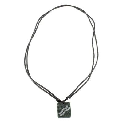 Alternate image for Jade Zodiac Aquarius Pendant Necklace from Guatemala Verdant Aquaris