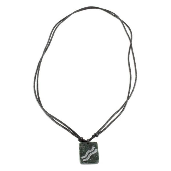 Alternate image for Jade Zodiac Aquarius Pendant Necklace from Guatemala Verdant Aquaris