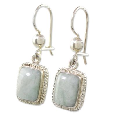Alternate image for Handmade Guatemalan Dark Green Jade Earrings Divine Light