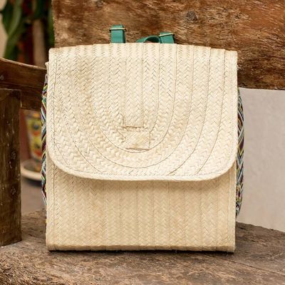 Alternate image for Handcrafted Palm Fiber and Cotton Backpack Borders