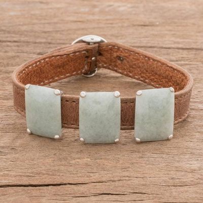 Alternate image for Jade and Leather Pendant Bracelet in Apple Green Inspiring Apple Green Beauty