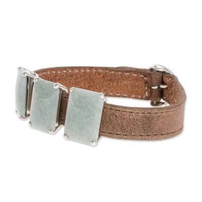 Alternate image for Jade and Leather Pendant Bracelet in Apple Green Inspiring Apple Green Beauty