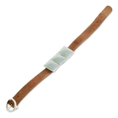Alternate image for Jade and Leather Pendant Bracelet in Apple Green Inspiring Apple Green Beauty