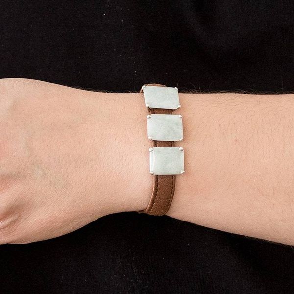 Alternate image for Jade and Leather Pendant Bracelet in Apple Green Inspiring Apple Green Beauty