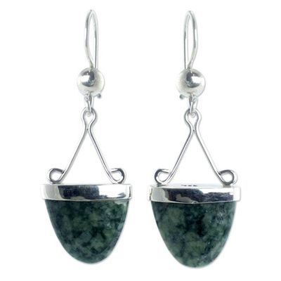 Alternate image for Artisan Crafted Green Jade Sterling Silver Earrings Power of Life