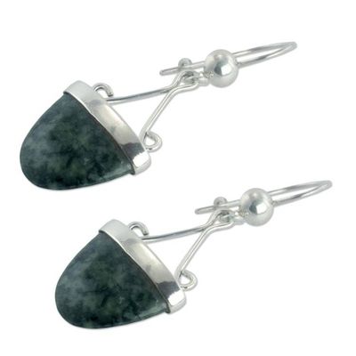 Alternate image for Artisan Crafted Green Jade Sterling Silver Earrings Power of Life
