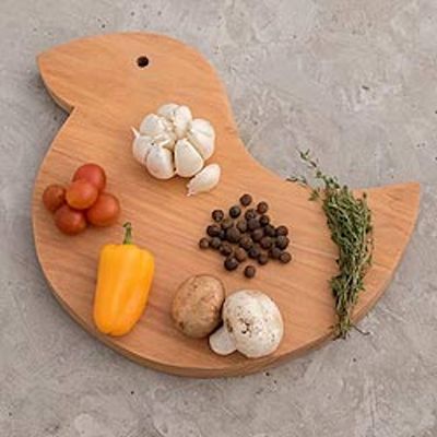 Alternate image for Fair Trade Natural Wood Chopping Charcuterie Board Happy Duck
