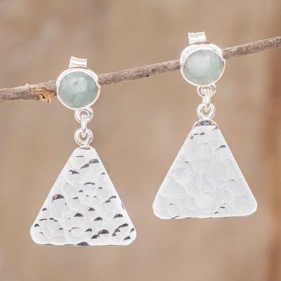 Alternate image for Silver and Apple Green Jade Dangle Earrings from Guatemala Mountains in Jade