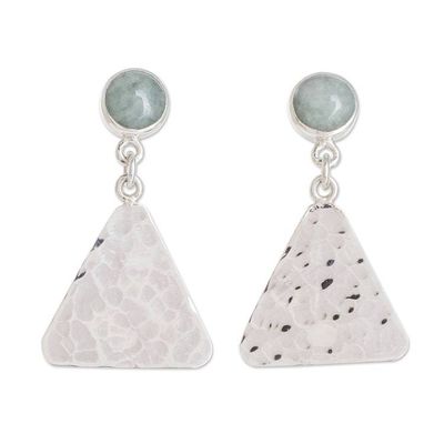 Alternate image for Silver and Apple Green Jade Dangle Earrings from Guatemala Mountains in Jade