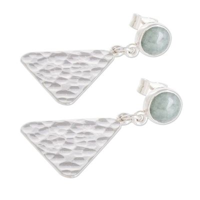 Alternate image for Silver and Apple Green Jade Dangle Earrings from Guatemala Mountains in Jade