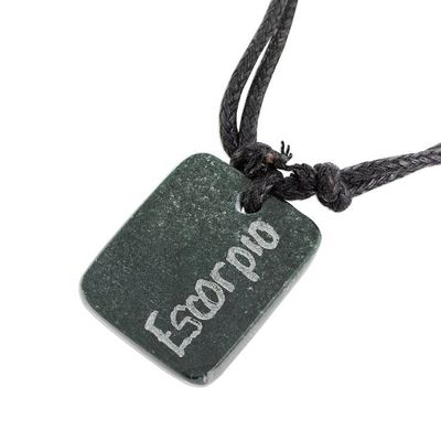 Alternate image for Jade Zodiac Scorpio Pendant Necklace from Guatemala Verdant Scorpio