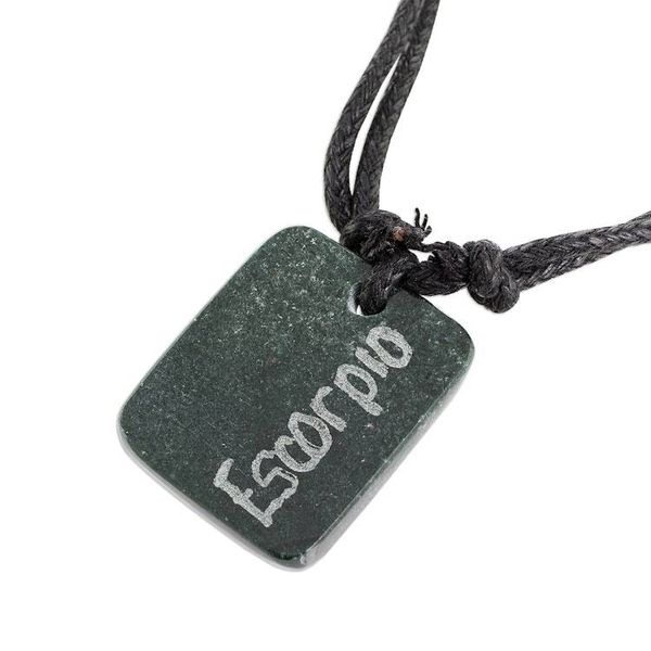 Alternate image for Jade Zodiac Scorpio Pendant Necklace from Guatemala Verdant Scorpio