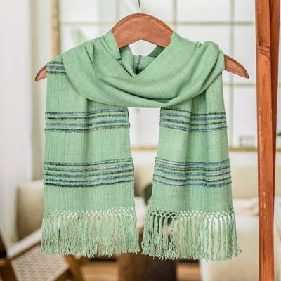Primary image for Backstrap Loom Handwoven Green Rayon Scarf Mystic Maya Meadows