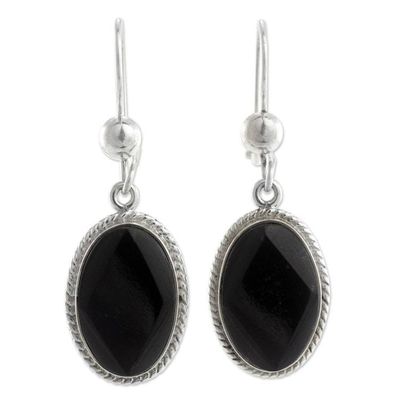 Alternate image for Black Jade Earrings Sterling Silver Artisan Jewelry Yaax Chich Mystique