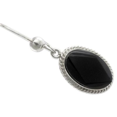 Alternate image for Black Jade Earrings Sterling Silver Artisan Jewelry Yaax Chich Mystique