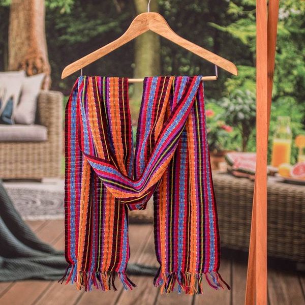 Alternate image for Striped 100 Cotton Scarf Handwoven in a Vibrant Palette Vibrant Folk