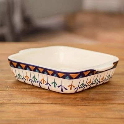 Primary image for Ceramic Geometric Design Hand Painted Casserole Baking Dish Antigua Breeze