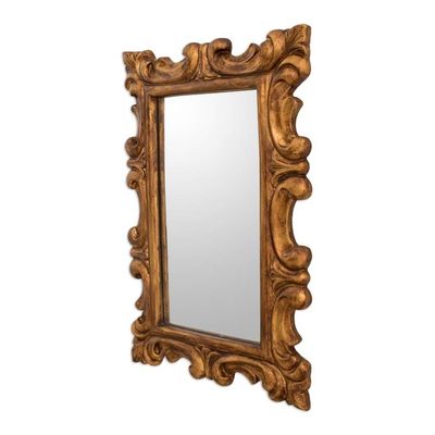 Alternate image for Curl Motif Conacaste Wood Wall Mirror from Guatemala Elegant Duchy
