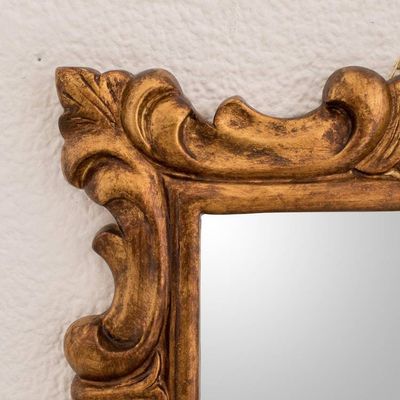 Alternate image for Curl Motif Conacaste Wood Wall Mirror from Guatemala Elegant Duchy