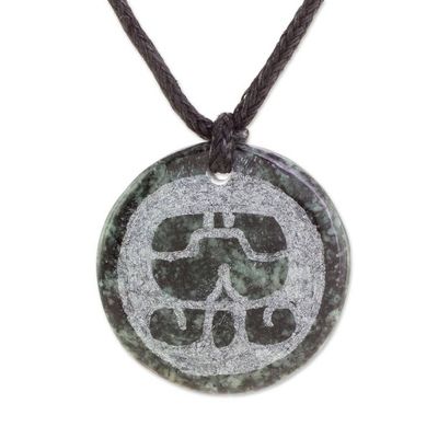 Alternate image for Jade Pendant Necklace of Mayan Figure Ajmaq from Guatemala Ajmaq Medallion