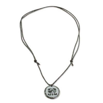 Alternate image for Jade Pendant Necklace of Mayan Figure Ajmaq from Guatemala Ajmaq Medallion