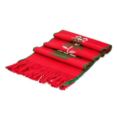 Alternate image for Guatemalan Loom Woven 100 Cotton Table Runner Christmas Gathering in Poppy