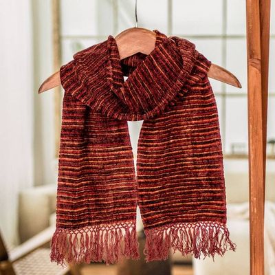 Primary image for Backstrap Handwoven Rayon Scarf in Warm Colors Russet Love