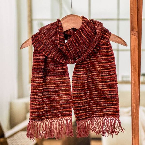 Alternate image for Backstrap Handwoven Rayon Scarf in Warm Colors Russet Love