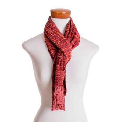 Alternate image for Backstrap Handwoven Rayon Scarf in Warm Colors Russet Love