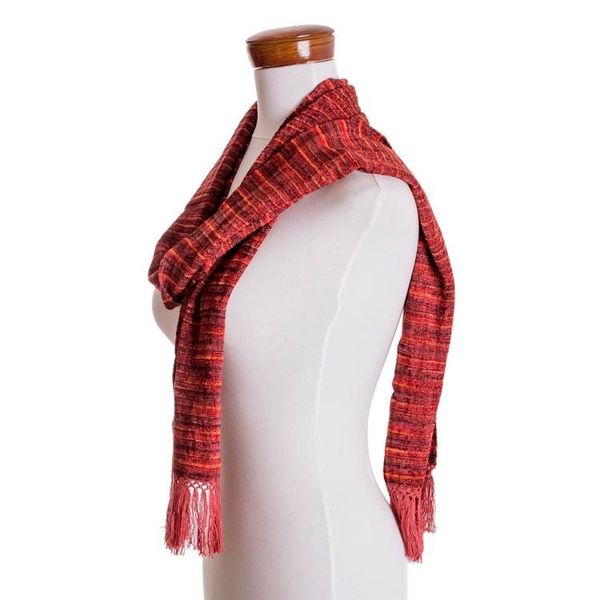 Alternate image for Backstrap Handwoven Rayon Scarf in Warm Colors Russet Love