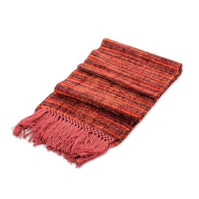 Alternate image for Backstrap Handwoven Rayon Scarf in Warm Colors Russet Love