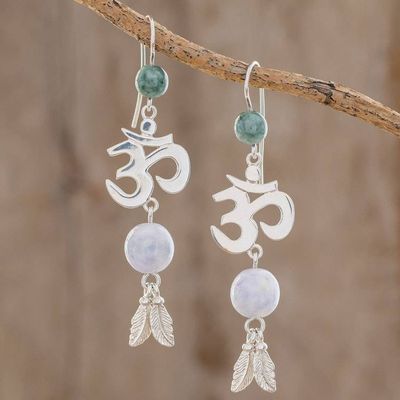 Alternate image for Jade Om Dangle Earrings in Lilac from Guatemala Mayan Om in Lilac