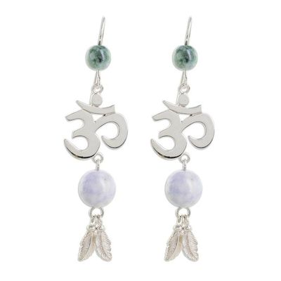 Alternate image for Jade Om Dangle Earrings in Lilac from Guatemala Mayan Om in Lilac