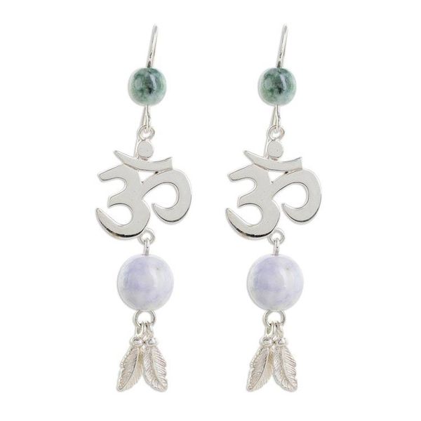 Alternate image for Jade Om Dangle Earrings in Lilac from Guatemala Mayan Om in Lilac