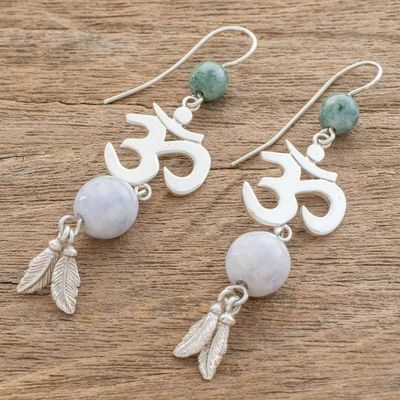 Alternate image for Jade Om Dangle Earrings in Lilac from Guatemala Mayan Om in Lilac